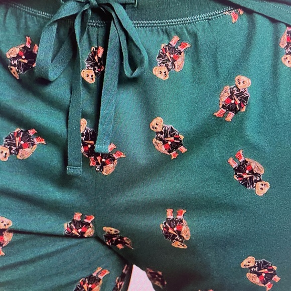 Polo by Ralph Lauren mens Pajama Set with Bear Design green new XL - Picture 2 of 5